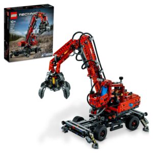 LEGO Technic Material Handler 42144, Mechanical Model Crane Toy, with Manual and Pneumatic Functions, Construction Truck Building Set, Educational Toys