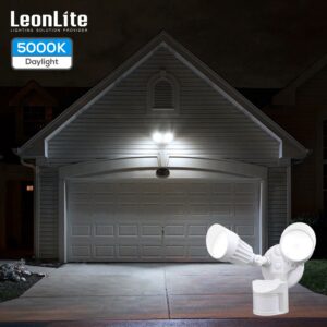 LEONLITE Motion Sensor LED Security Light, Dusk to Dawn Outdoor Flood Lights, Adjustable 2-Head, IP65 Waterproof, 20W(150W Equiv.), 5000K Daylight
