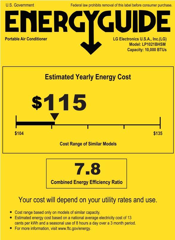 LG New 10,000 BTU (14,000 BTU ASHRAE) Smart Wi-Fi 450 Sq ft Portable Air Conditioner, Supplemental Heat, LP1021BHSM - Image 11