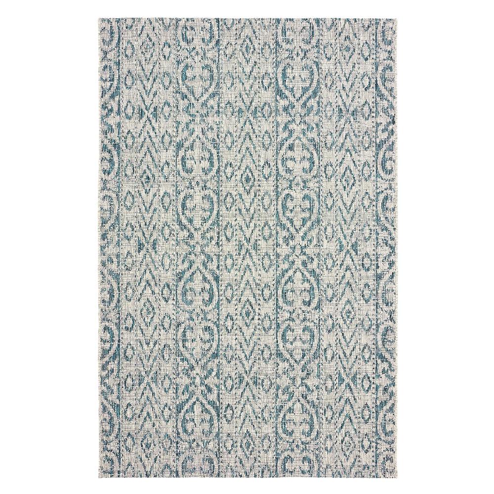 LR Home Victoria 8' x 10' Blue/Gray Trellis Indoor/Outdoor Area Rug