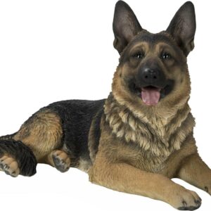 Hi-Line Gift 12” Animal Lying German Shepherd Garden Statue, Decorative