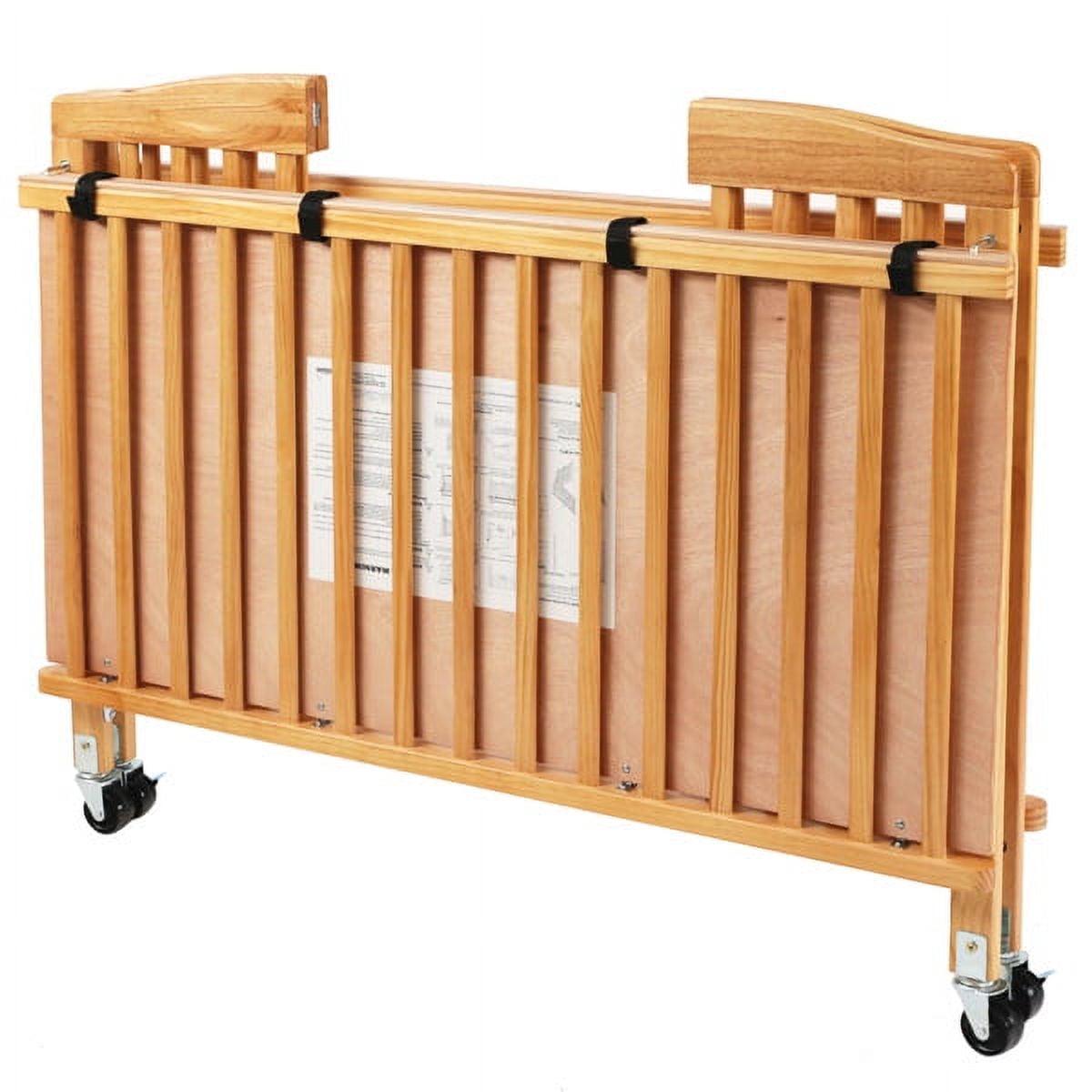 L.A. Baby Full Size Wood Folding Crib, Natural - Image 2