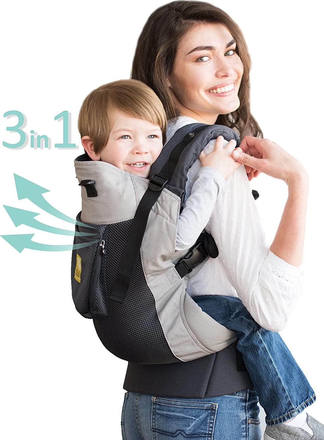 L LL baby 3-in-1 Ergonomic CarryOn Airflow - Toddler Carrier - with Lumbar Support & Breathable Mesh - for Children lbs - for Hiking, Travel and Everyday Family Events - Charcoal/Silver Charcoal Silver - Image 4