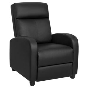 Walnew Single Recliner Thick Padded Push Back Recliner with Faux Leather, Black