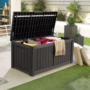 Lacoo Outdoor 120 Gallon Plastic Deck Box, Black