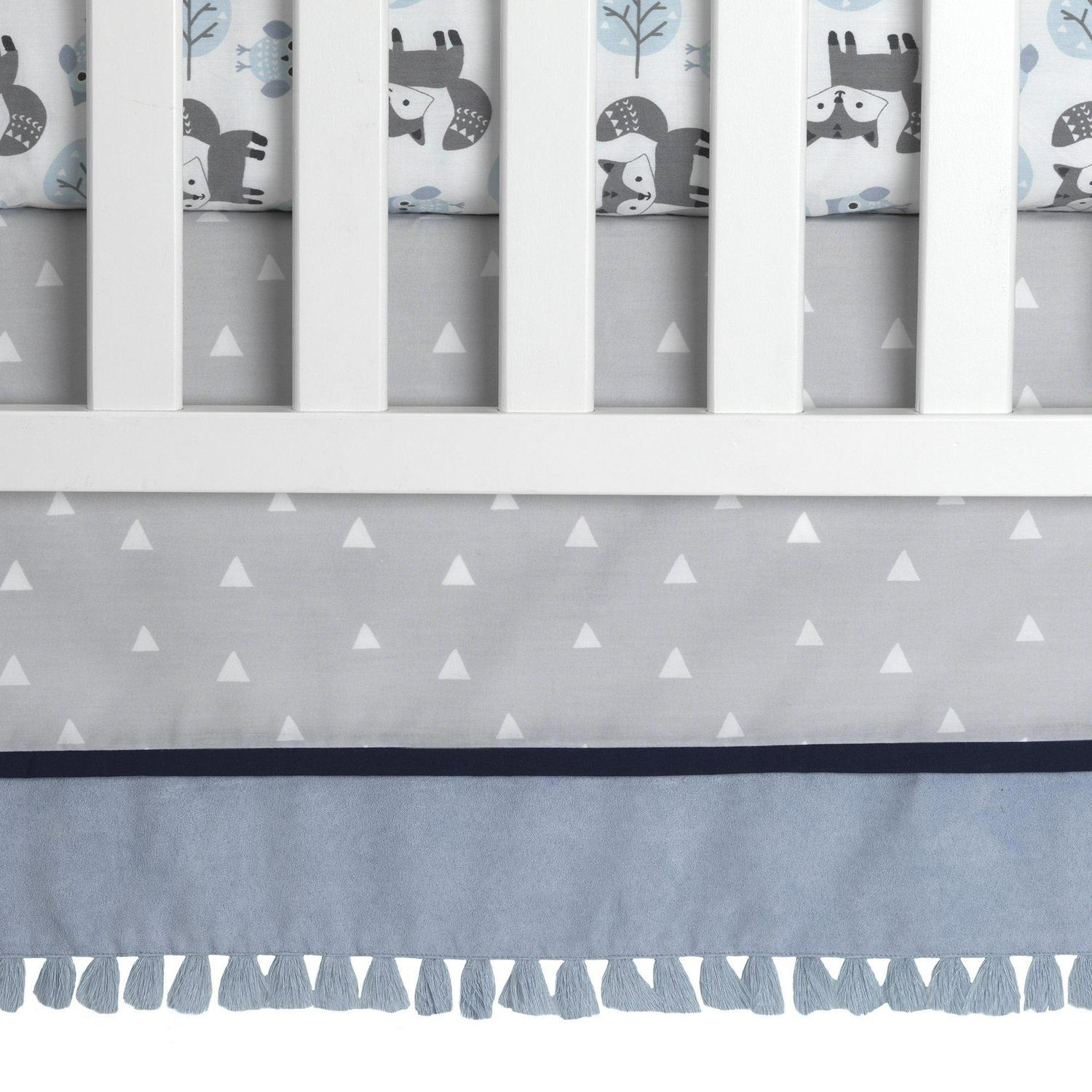 Lambs and Ivy Stay Wild 4-Piece Crib Bedding Set - Blue, Gray, White, Animals - Image 5