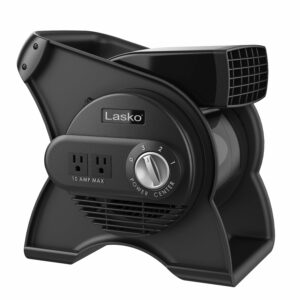 Lasko Pivoting Pro 12" 3-Speed Rotating Head Free Standing Blower Fan, 289 CFM, Black, U12104