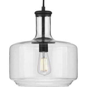 Progress Lighting, Latrobe, 1-Light Pendant, Matte Black, Clear Glass Shade