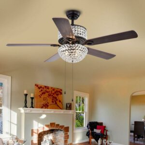 Laure Crystal 6-light Crystal 5-blade 52-inch Ceiling Fan (Optional Remote)