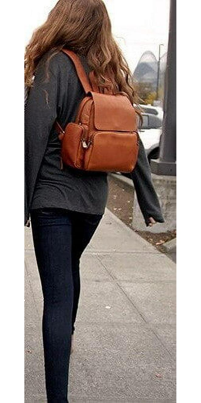 Le Donne Leather Womens Multi Pocket Backpack TR-125 - Image 6