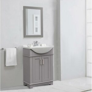 24" Gray Sink Vanity, No Faucet, Gray