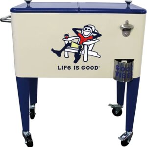 Leigh Country "Life is Good® 60 Quart Metal Outdoor Patio cooler - Beige Adirondack Jake