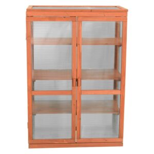 Leisure Season - 30" x 16" x 43" - Medium Brown - Mini Wooden Greenhouse