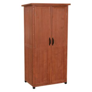 Leisure Season Farmhouse Wood Vertical Storage Shed in Medium Brown