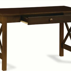 AFI Lexi Solid Wood Office Writing Desk with Elegant Felt Lined Drawer, Walnut