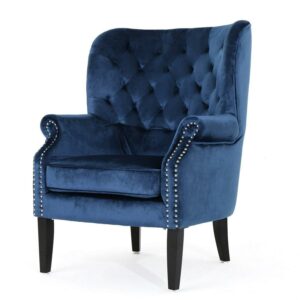 Christopher Knight Home Tomlin Nailhead Velvet Club Chair by Blue