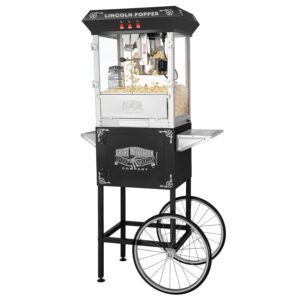 Great Northern Popcorn 8oz Lincoln Popcorn Machine with Cart, Black