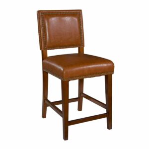Linon Brook Full Back Wood Counter Stool, 24" Seat Height, Brown Finish with Caramel Fabric