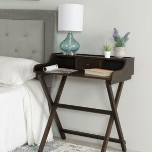 Coy Walnut Wooden Folding Writing Desk with Storage Drawer Compact Home Office
