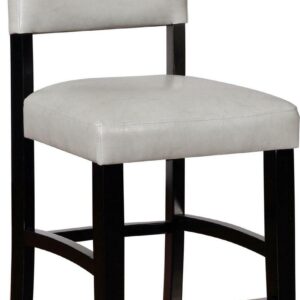 Linon Monaco Full Back Wood Counter Stool, 24" Seat Height, Black Finish with Dove Gray Fabric
