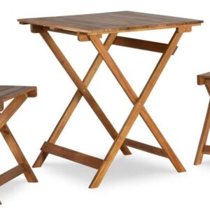 Linon Riverpark 3-Piece Acacia Wood Outdoor Bistro Set, Brown Oil Finish