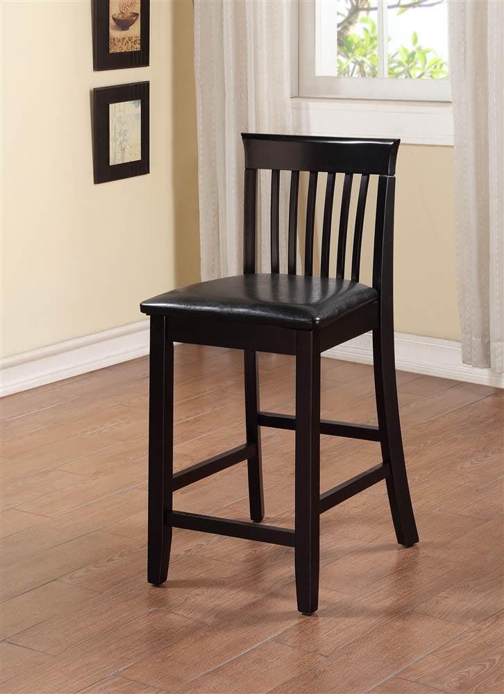 Linon Torino Full Back Wood Counter Stool, 24" Seat Height, Black Finish with Black Fabric - Image 2
