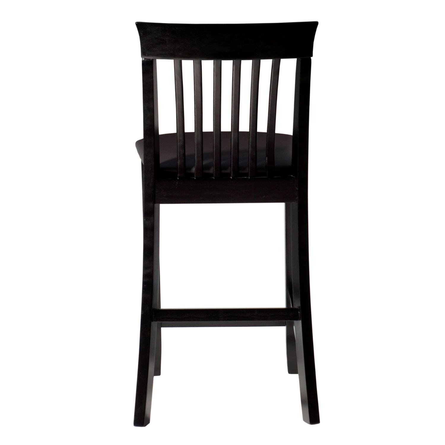 Linon Torino Full Back Wood Counter Stool, 24" Seat Height, Black Finish with Black Fabric - Image 6