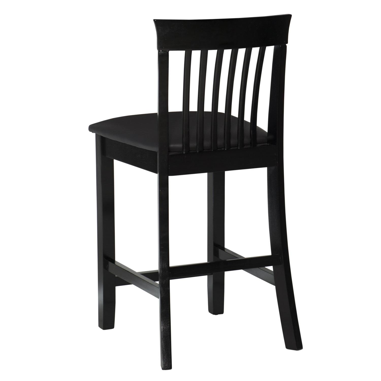 Linon Torino Full Back Wood Counter Stool, 24" Seat Height, Black Finish with Black Fabric - Image 4
