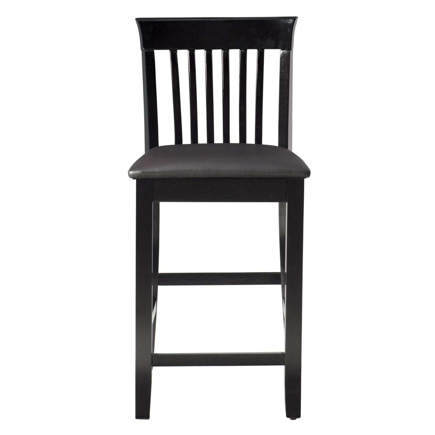 Linon Torino Full Back Wood Counter Stool, 24" Seat Height, Black Finish with Black Fabric - Image 3