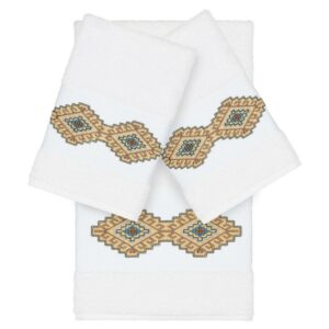 Authentic Hotel and Spa Turkish Cotton Elephants Embroidered White 8-piece Towel Set