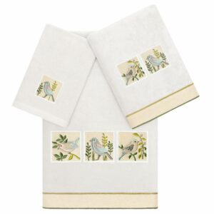 Authentic Hotel and Spa Turkish Cotton Belinda 3PC Embellished Multi-Size Towel Set Silver