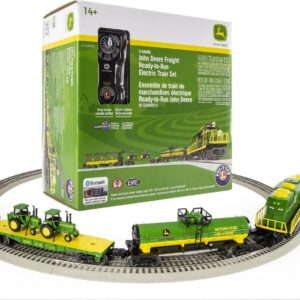 Lionel John Deere Freight Electric O Gauge Train Set with Remote and Bluetooth 5.0 Capability