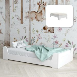 Little Seeds Alessi Montessori Toddler Floor Bed with 2 Heights, White