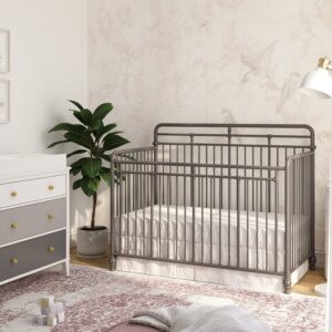 Monarch Hill Hawken Metal 3 in 1 Convertible Crib, Grey