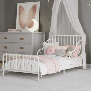 Little Seeds Quinn Whimsical Metal Toddler Bed, Off White