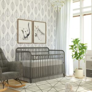 Little Seeds Raven 3-in-1 Convertible Metal Crib, Nursery Furniture, Gray