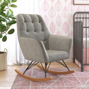 Little Seeds Raven Upholstered Nursery Rocker, Gray Velvet