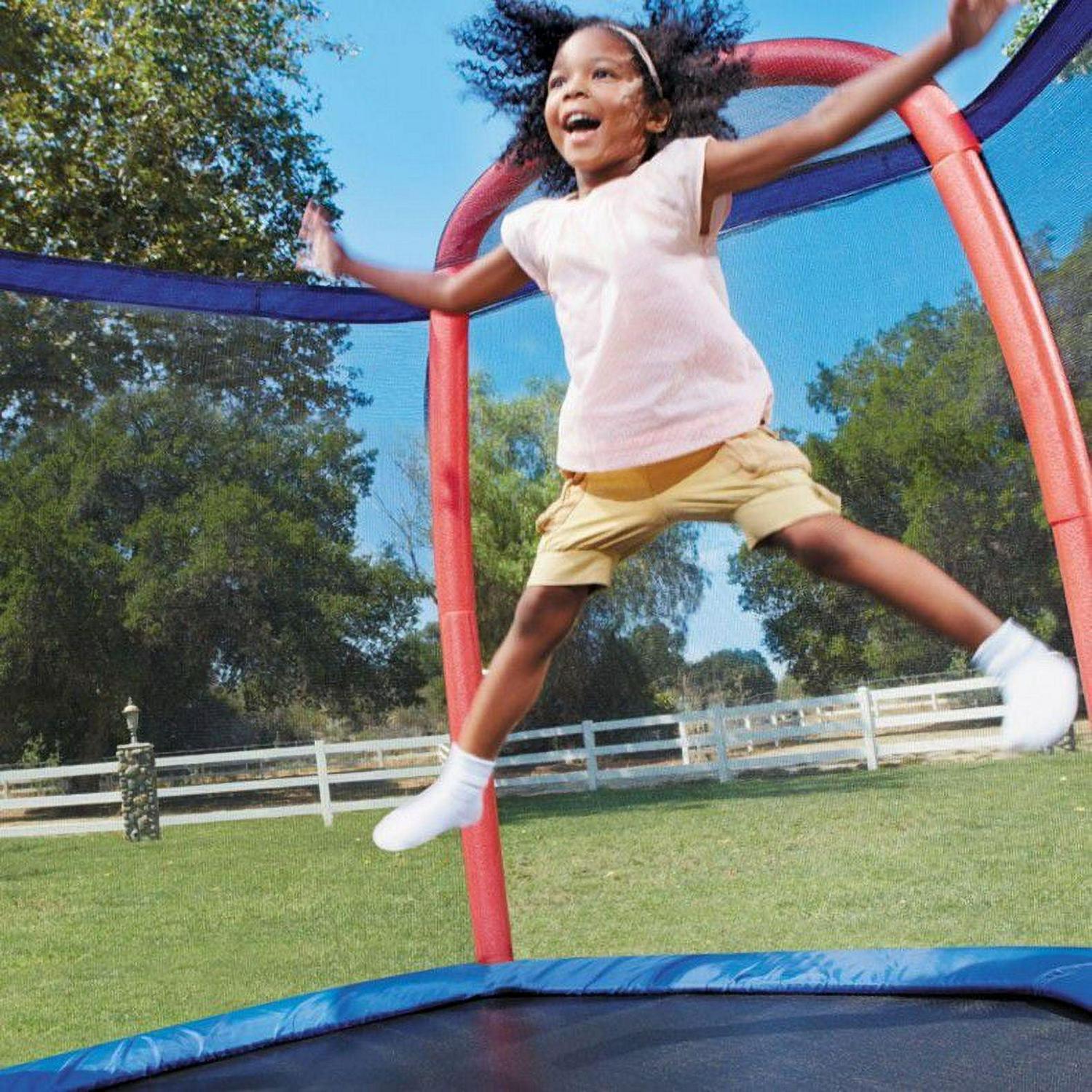 Little Tikes Climb 'n Slide 7' Trampoline with Enclosure, Hexagon, Indoor Outdoor Backyard Play, Blue- For Kids Boys Girls Ages 3 4 5+ to 10 Year Old - Image 6
