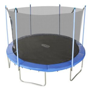 Little Tikes Mega 12' Blue Trampoline w/ Enclosure & Safety Net, Built-in Safety Features, Backyard Outdoor Play, Kids Boys Girls Ages 6 7 8+