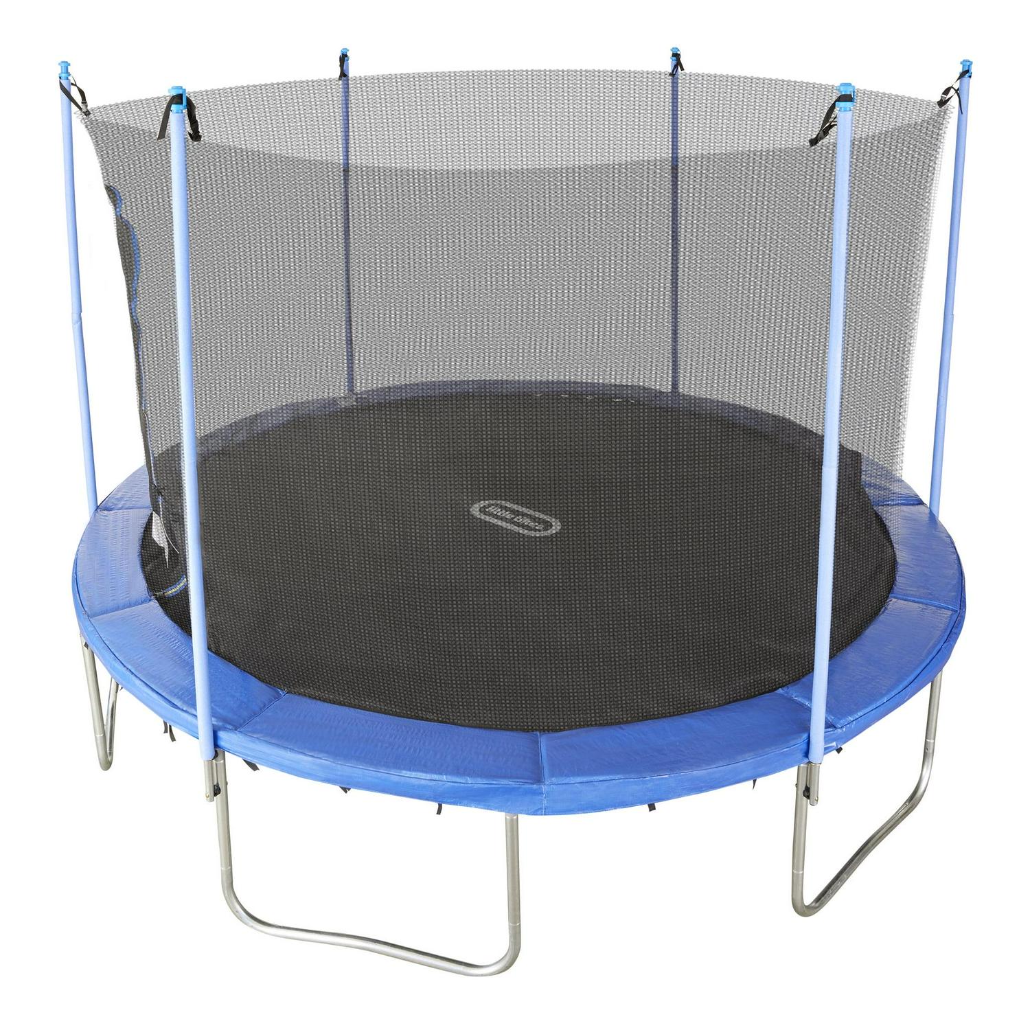Little Tikes Mega 12' Blue Trampoline w/ Enclosure & Safety Net, Built-in Safety Features, Backyard Outdoor Play, Kids Boys Girls Ages 6 7 8+