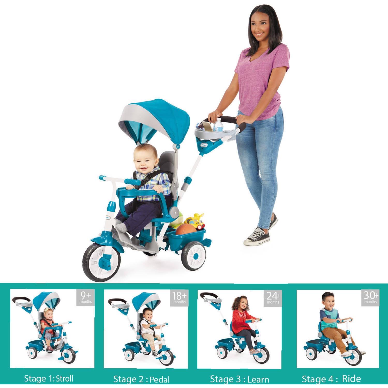 Little Tikes Perfect Fit 4-in-1 Trike in Teal, Convertible Tricycle for Toddlers, 4 Stages of Growth & Shade Canopy - Kids Boys Girls Ages 9 Months to 3 Years Old - Image 4