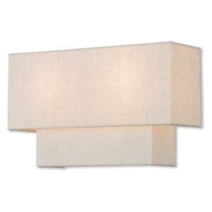 Livex Lighting 2-Light Metal & Fabric ADA Wall Sconce in English Bronze/Oatmeal