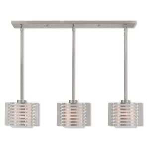 Livex Lighting Hilliard 3 Light Linear Chandelier in Brushed Nickel