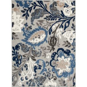 Loomaknoti Fortune Bethanzi 8' x 10' Gray Floral Indoor/Outdoor Area Rug