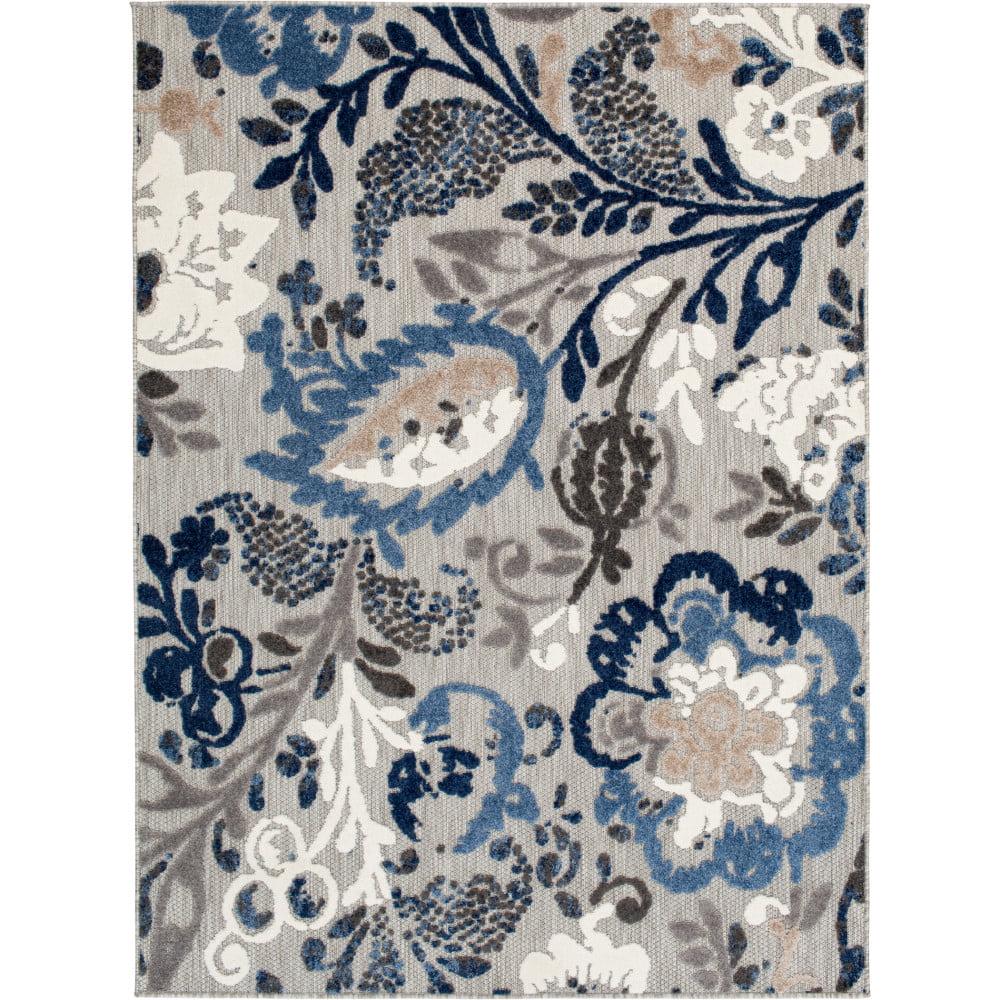 Loomaknoti Fortune Bethanzi 8' x 10' Gray Floral Indoor/Outdoor Area Rug