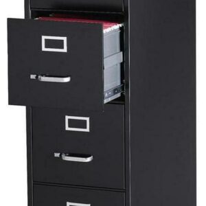 Lorell 4-Drawer Vertical File w/ Lock 15"x26-1/2"x52" Black 60191
