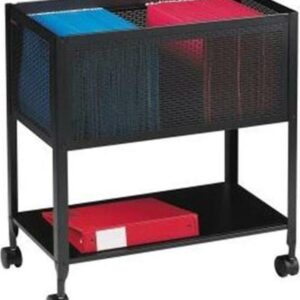 Lorell Mesh Rolling File - 4 Casters - Steel - x 13.3" Width x 24.2" Depth x 27.7" Height - Black - 1 Each
