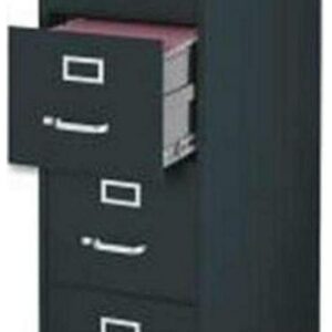 Lorell Vertical File Cabinet - 4-Drawer - 18" x 26.5" x 52" - 4 x Drawer(s) for File - Legal - Vertical - Lockable, Ball-bearing Suspension, Heavy Duty - Black - Steel - Recycled