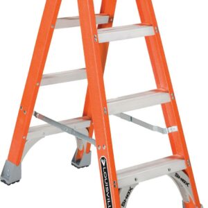 Louisville Ladder 4' Fiberglass Twin Step Ladder, 8' Reach, 300 lbs Load Capacity, FM1504