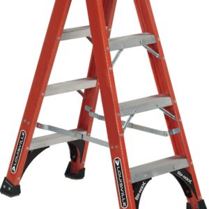 Louisville Ladder 4' Fiberglass Twin Step Ladder, 8' Reach, 375 lbs Load Capacity, FM1404HD